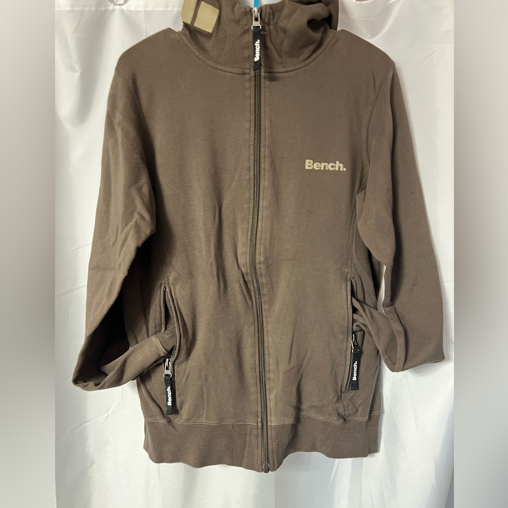 Bench hoodie. Men’s brown size M. VG used cond. Bench on hood visible when up